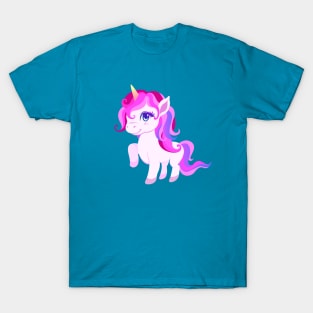 Cute Cartoon Unicorn Pink and Purple T-Shirt